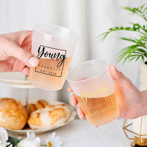 Personalized Disposable Plastic Cups with 12oz or 16oz for Wedding Party Supplies Gift for Couple