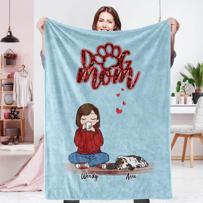 Personalised Name Dog Mum Fleece Blanket - Custom Pet Number Blanket