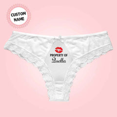 Custom Name Thong Personalized White Lace Sexy Panties