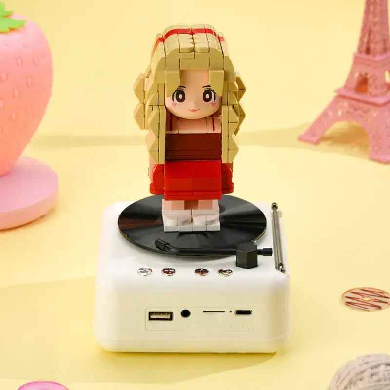 Customizable 1 Person Full Body Custom Brick Figures with Bluetooth Speaker Base Can Play Music Anniversary Gift