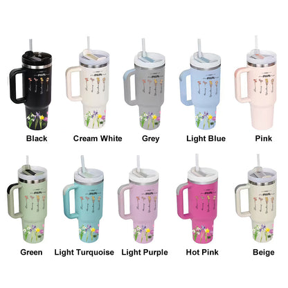 Personalised 'First Mum Now Grandma' 40oz Tumbler with Straw - Custom Birthday Gift for Grandma