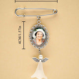 Personalized Angel Wings Pin Brooch Wedding Bouquet Photo Charm Wedding Memorial Gift for Bride