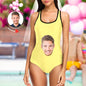 Close-up of heat-transfer custom photo print and 83% nylon 17% spandex fabric – vivid colours and durable finish on personalised swimwear