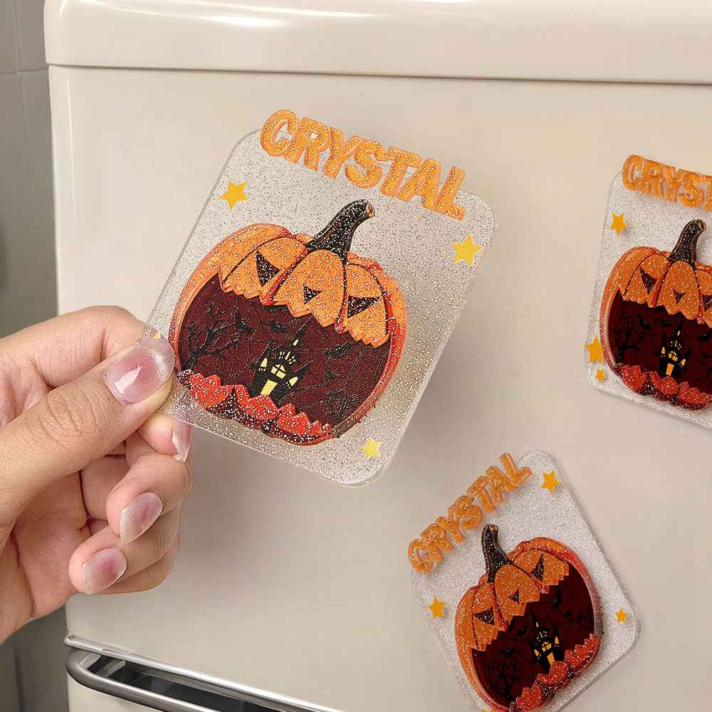 Custom Halloween Fridge Magnet with Name Refrigerator Magnet Home Decoration for Halloween Gift