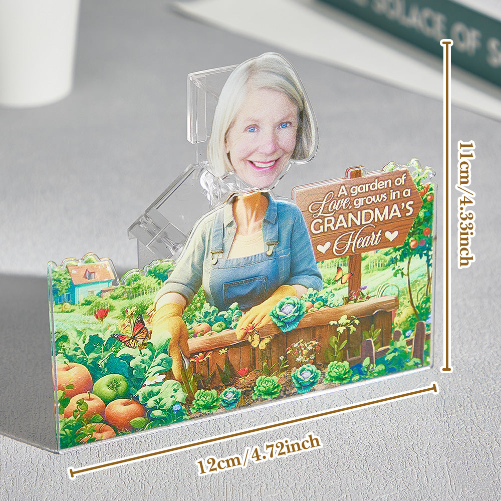 Personalised Grandma's Garden Shaking Head Standee - Unique Photo Gift for Nan