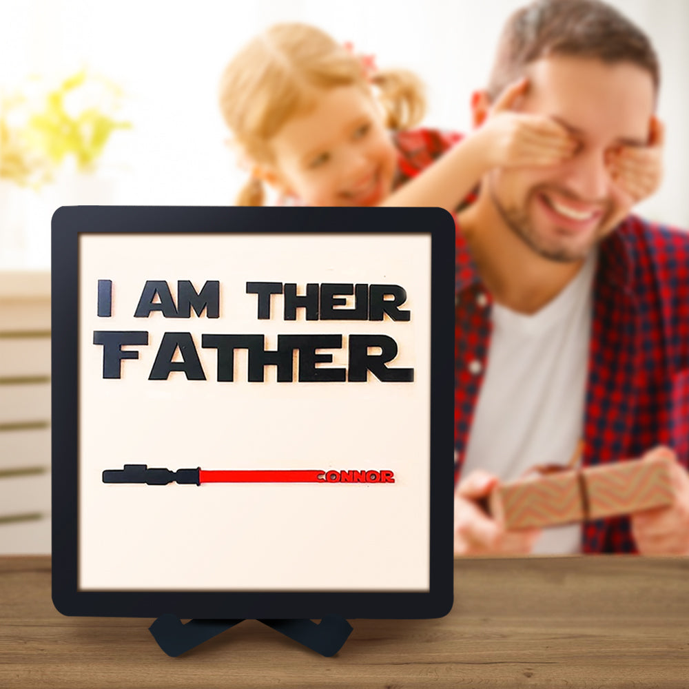 Custom Name Lightsaber Sign - Personalised Father's Day Gift with Wooden Plaque