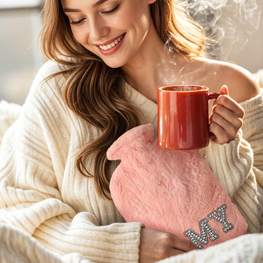 Personalised Initial Hot Water Bottle - Hot & Cold Therapy Gift for Winter