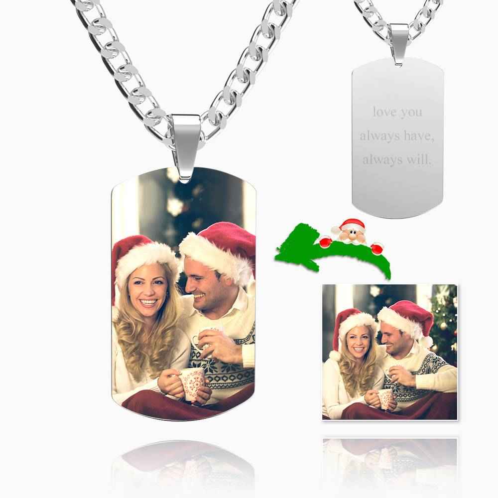 Personalised Engraved Military Dog Tags Photo Necklace For Men