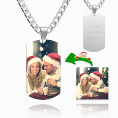 Personalised Engraved Military Dog Tags Photo Necklace For Men