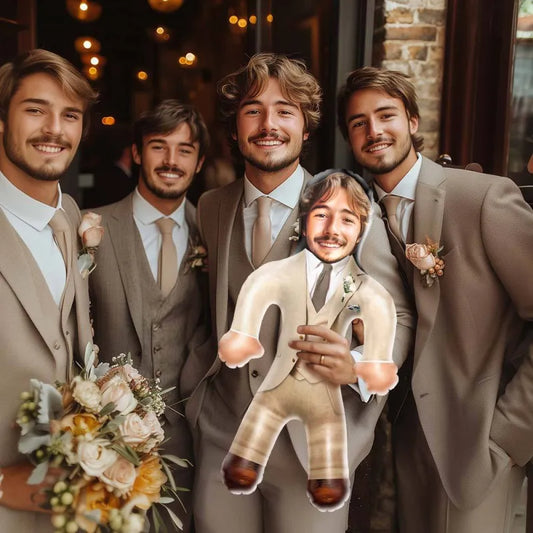 Personalised Blow Up Doll with a custom face printed on durable PVC, a wedding gift and a groomsmen gift.