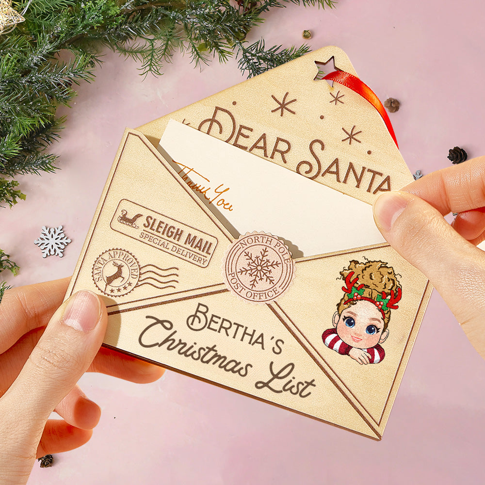 Personalised 3D Letter to Santa Wooden Christmas Ornament - Custom Gift for Children