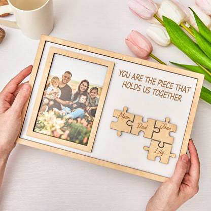 Personalised Mother's Day Puzzle Photo Frame - Custom Engraved Wooden Keepsake