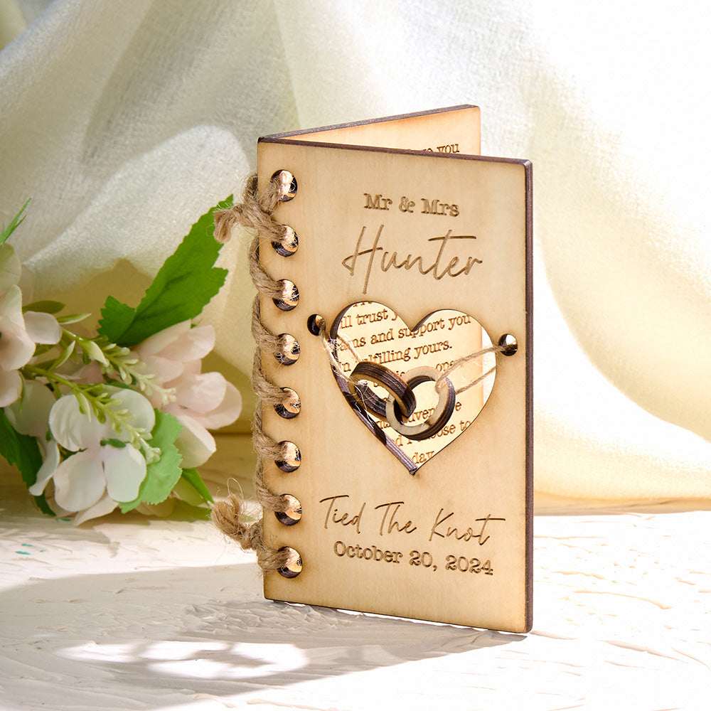 Personalised Wooden Wedding Vow Book - Handcrafted Keepsake Gift for Newlyweds