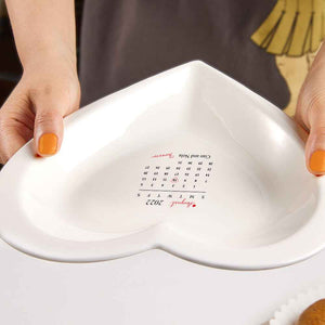 Custom Date Ceramic Plate Personalized Heart Shaped Dinner Plate