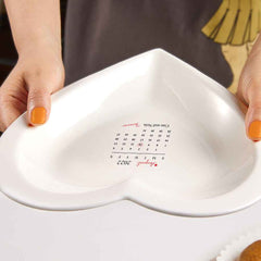 Custom Date Ceramic Plate Personalized Heart Shaped Dinner Plate