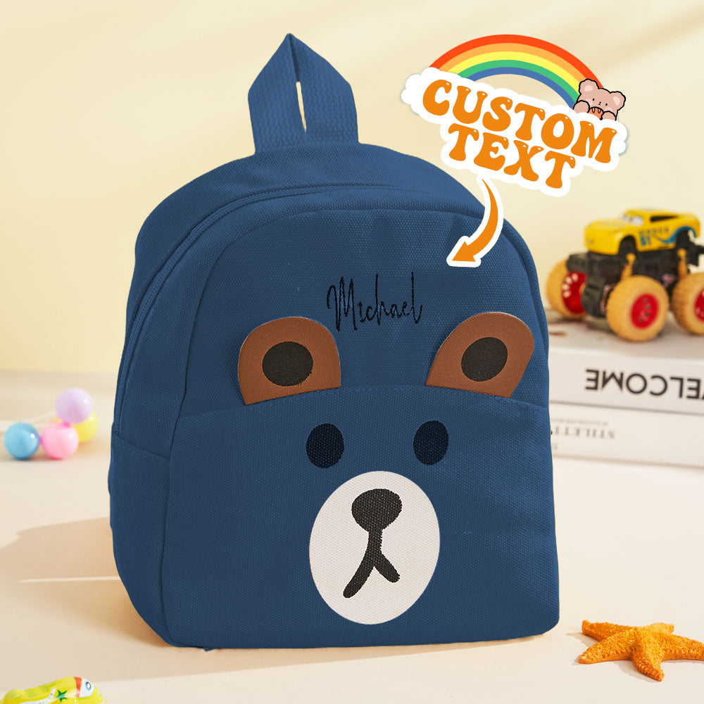 Back view showing padded adjustable straps of personalised mini bear backpack – comfortable custom kids daypack