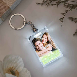Custom Photo Illuminated Quicksand Keychain Personalized Flowing Sand Gift for Birthday Anniversary