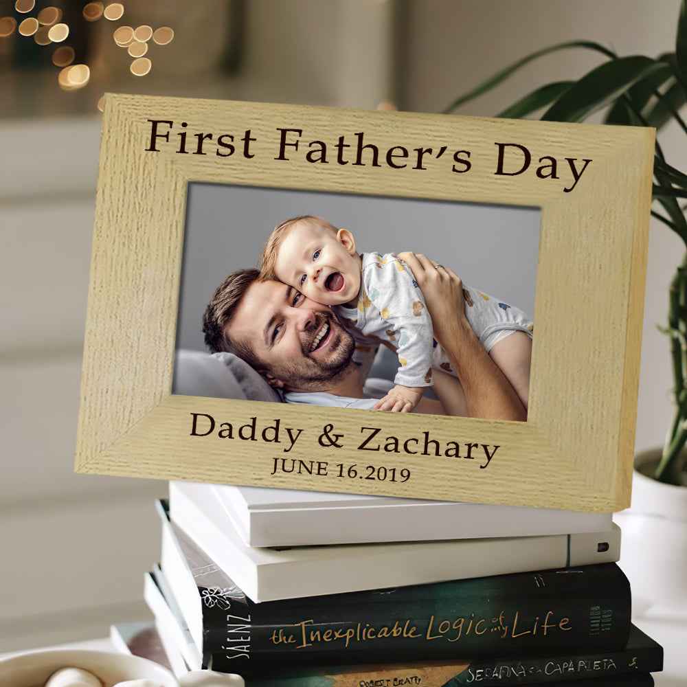 Personalized Photo Frame First Father's Day Wood Picture Frame For New Dad