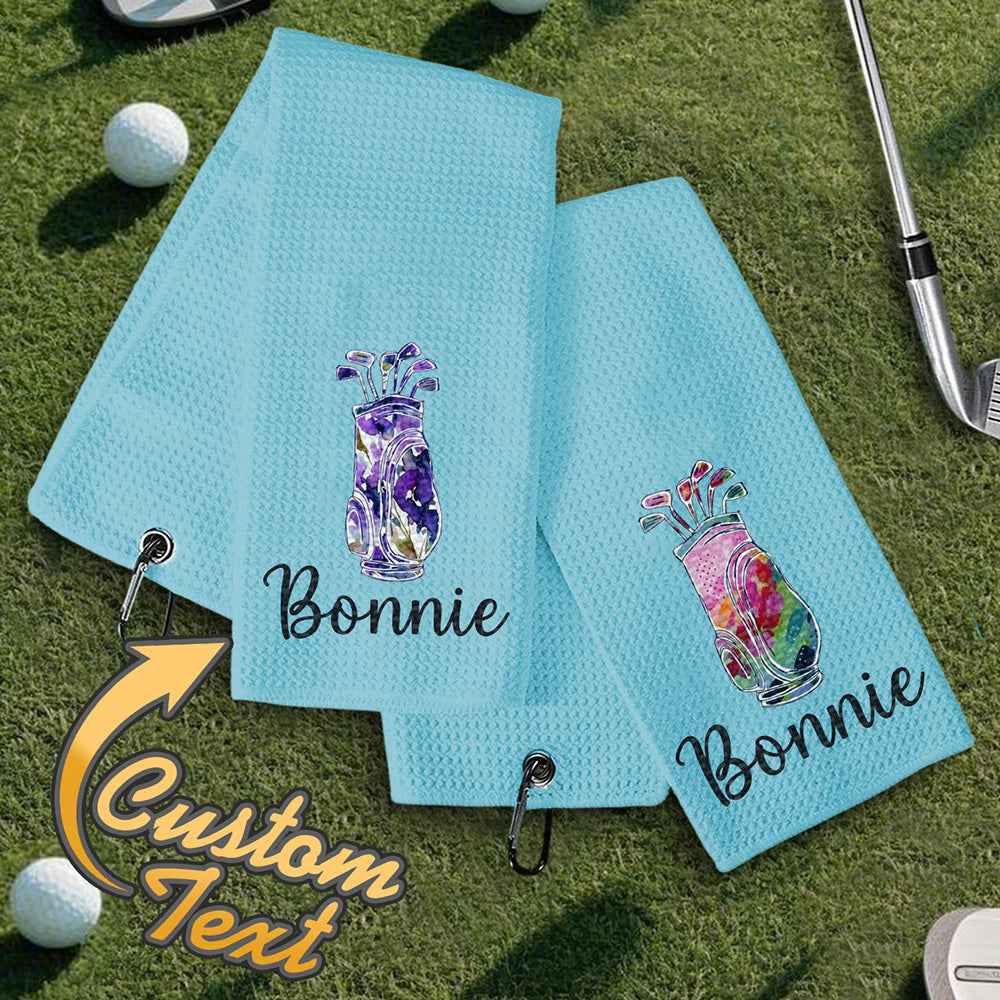 Personalized Golf Towel with Hanging Clip Golfing Clubs Golf Towel Gift for Golf Lovers