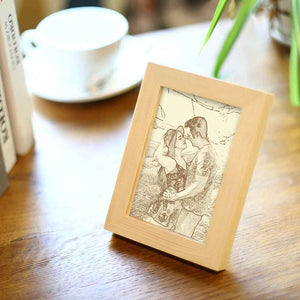 Personalized Engraved Photo Frame Wooden Sketch Effect - 6 Inches 8 Inches 10 Inches