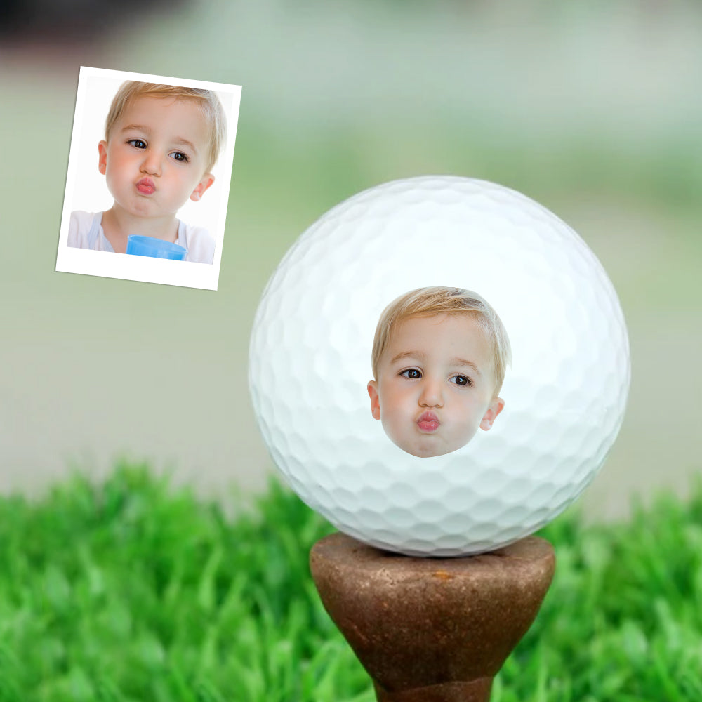 Detailed view of golf ball dimples and slightly concave surface for stable flight — UV single or double‑sided printing available