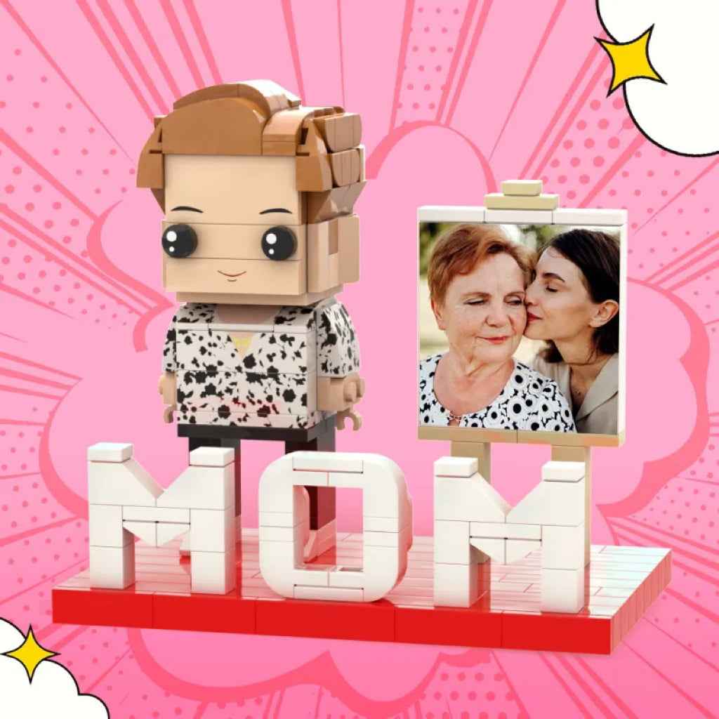 Full Body Custom MOM 1 Person Brick Figure with Photo Mother's Day Gift