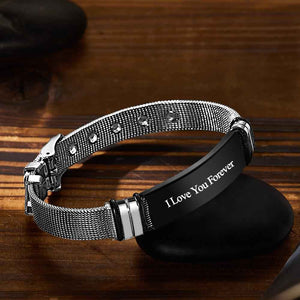 Personalized Engraved Text Black Bracelet