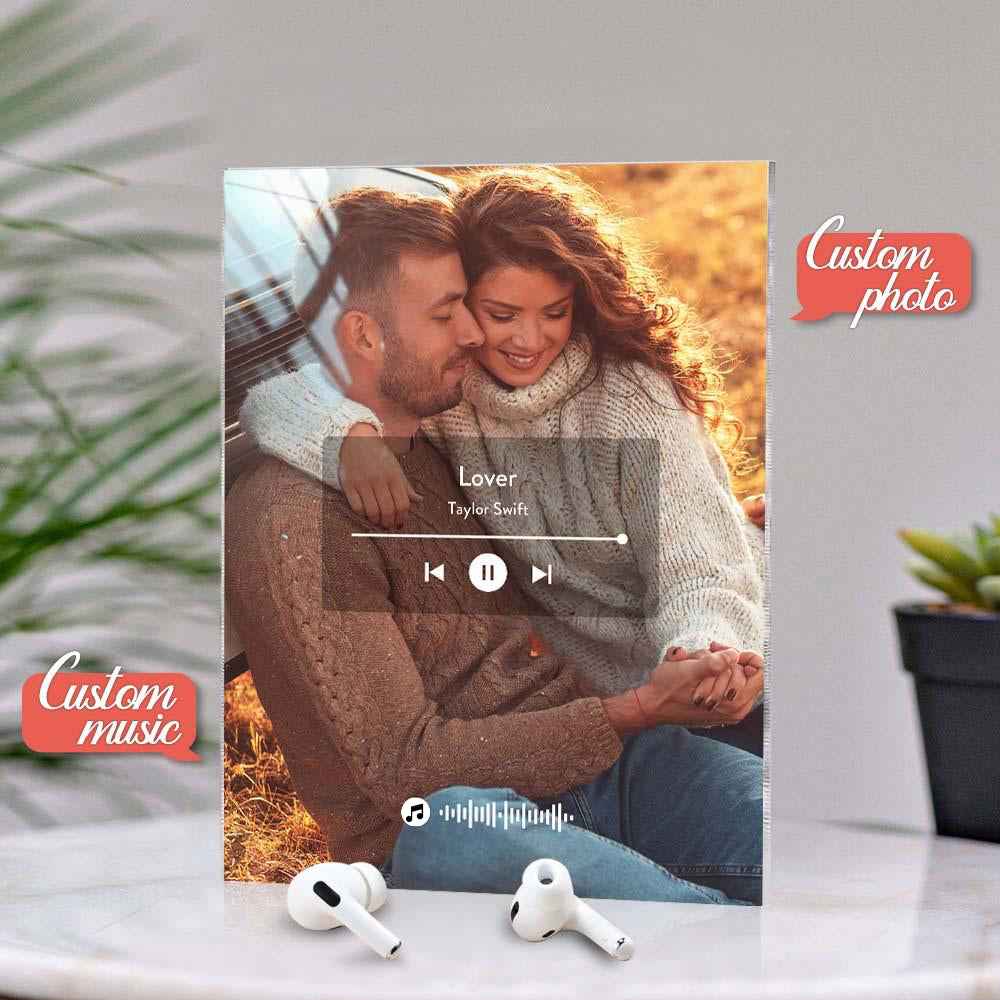 Customized Music Code Plaque Custom Photo Music Plaque Gift For Lover