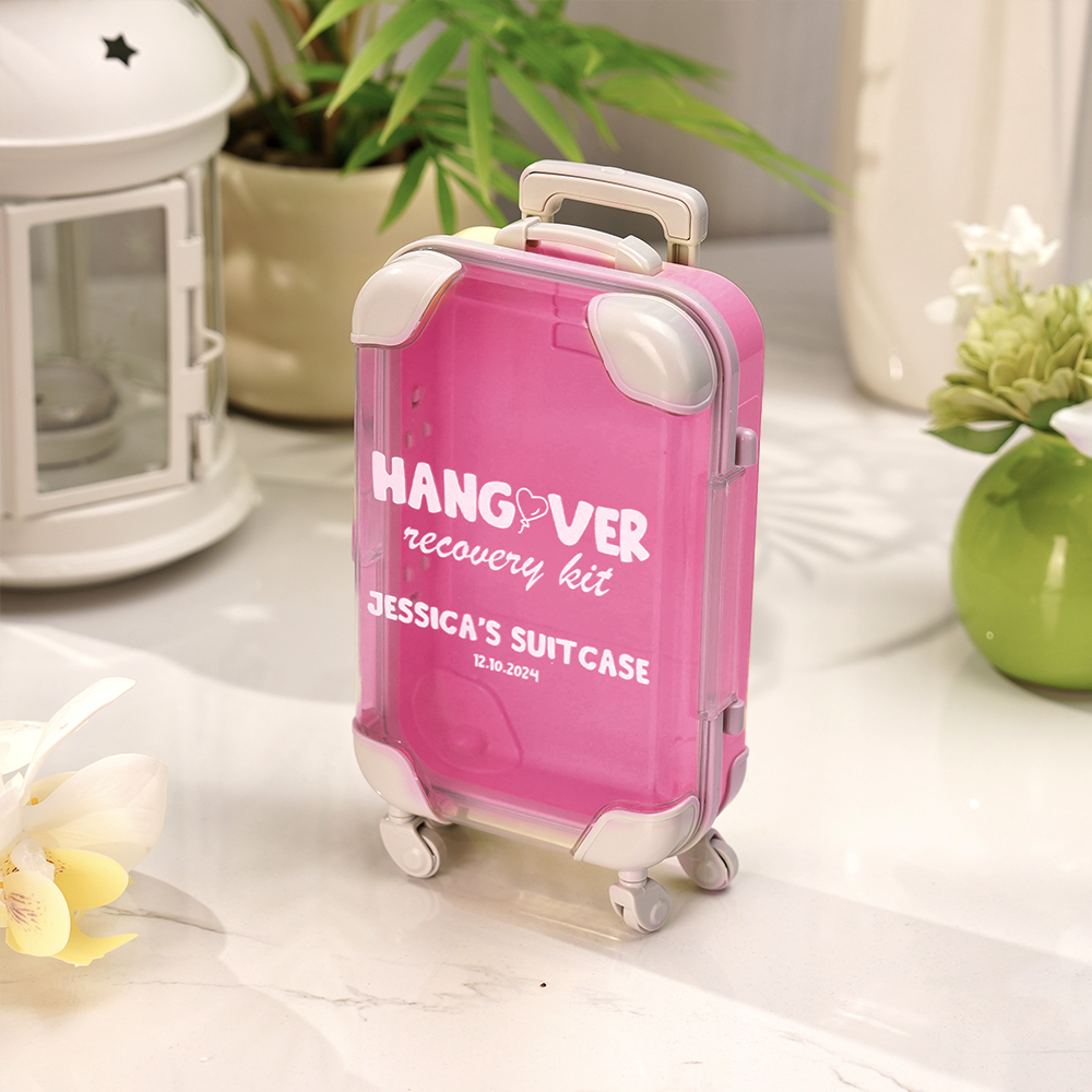 Personalised Suitcase Hangover Recovery Kit - Custom Name Bachelorette Party Favour