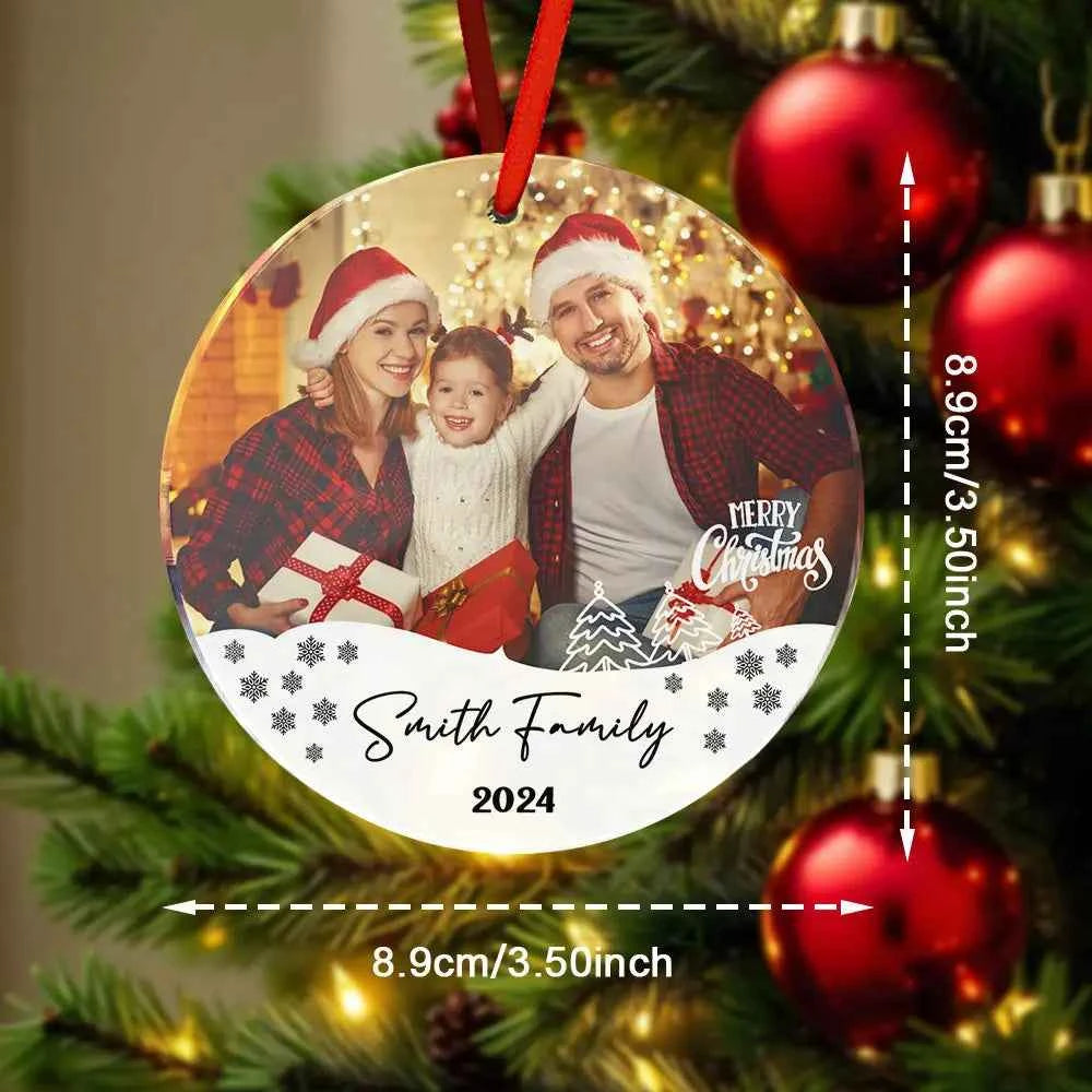 Personalized Photo Christmas Ornament with Family Name Christmas Ornament Gifts for Family