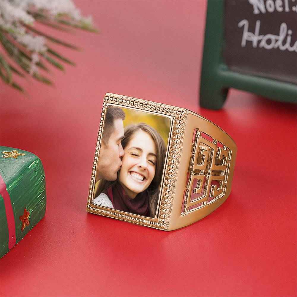 Mother's Gift Custom Vintage Square Photo Ring
