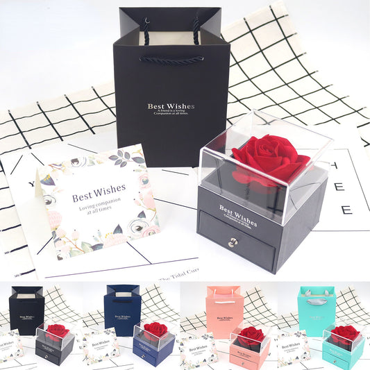Personalised Rose Keepsake Jewellery Box with Gift Card & Bag | Luxury Gift