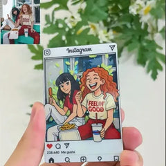 Personalised Cartoon Photo Glitter Fridge Magnet Keychain | Custom Gift