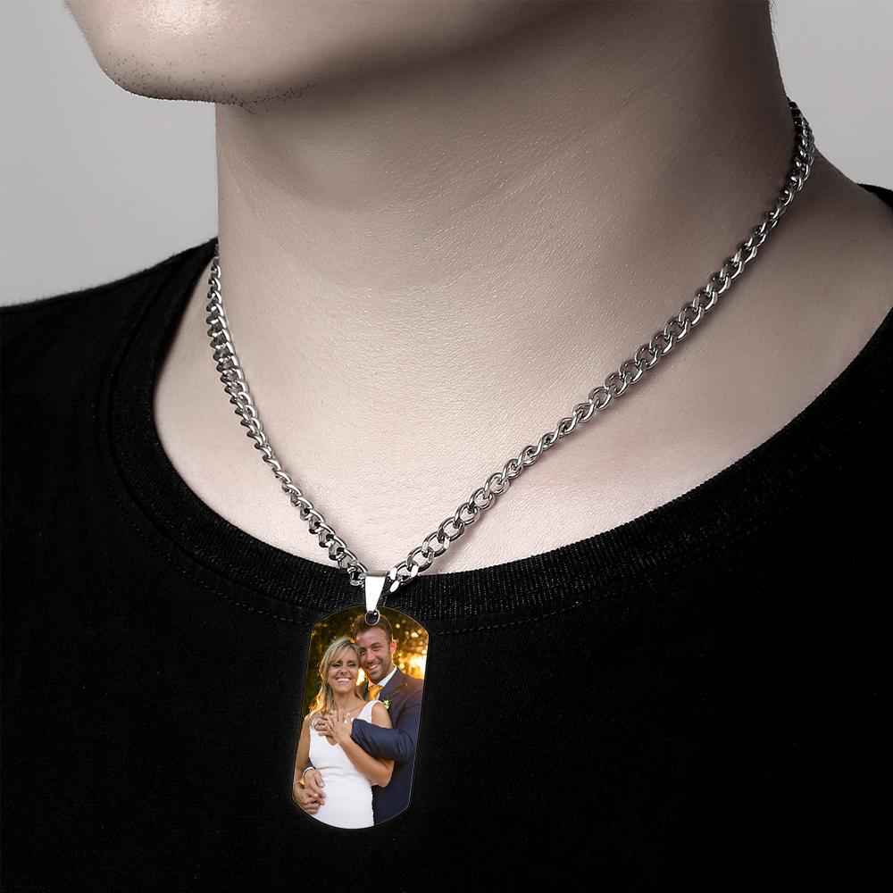 Valentine's Day Gifts Personalized Stainless Steel Military Dog Tags Engraved Necklace With Photo