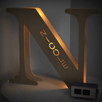 Personalised Wooden Letter Lamp - Custom Name Night Light 19CM - Unique Gift