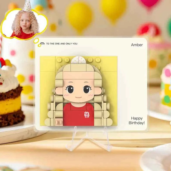 Customized 1 Person Brick Figure Greeting Card Acrylic Display Valentine's Day Gift Birthday Gift