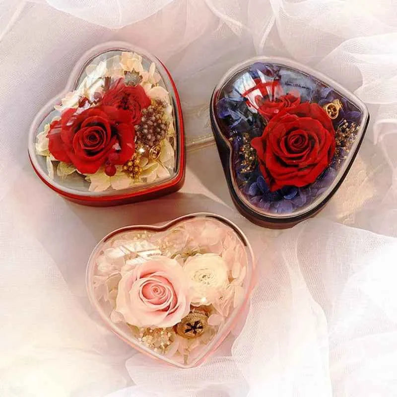 Personalized Rose Jewelry Heart Box With Projection Necklace Valentine's Day Gift