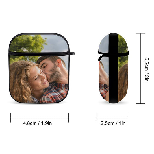 Personalised AirPods case for AirPods 1/2 with keychain, UV-printed design on durable PC material