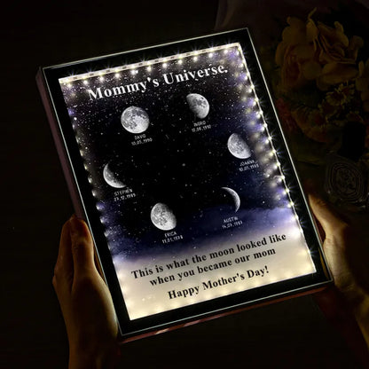 Moon Phase Light Box - Customisable Birth Mirror Mommy Universe