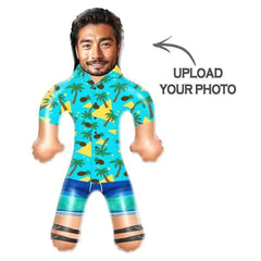 Personalized Blow Up Dolls Hawaiian Shirt Coconut Tree and Pineapple Funny Inflatable Man Printed Face for Party Favors
