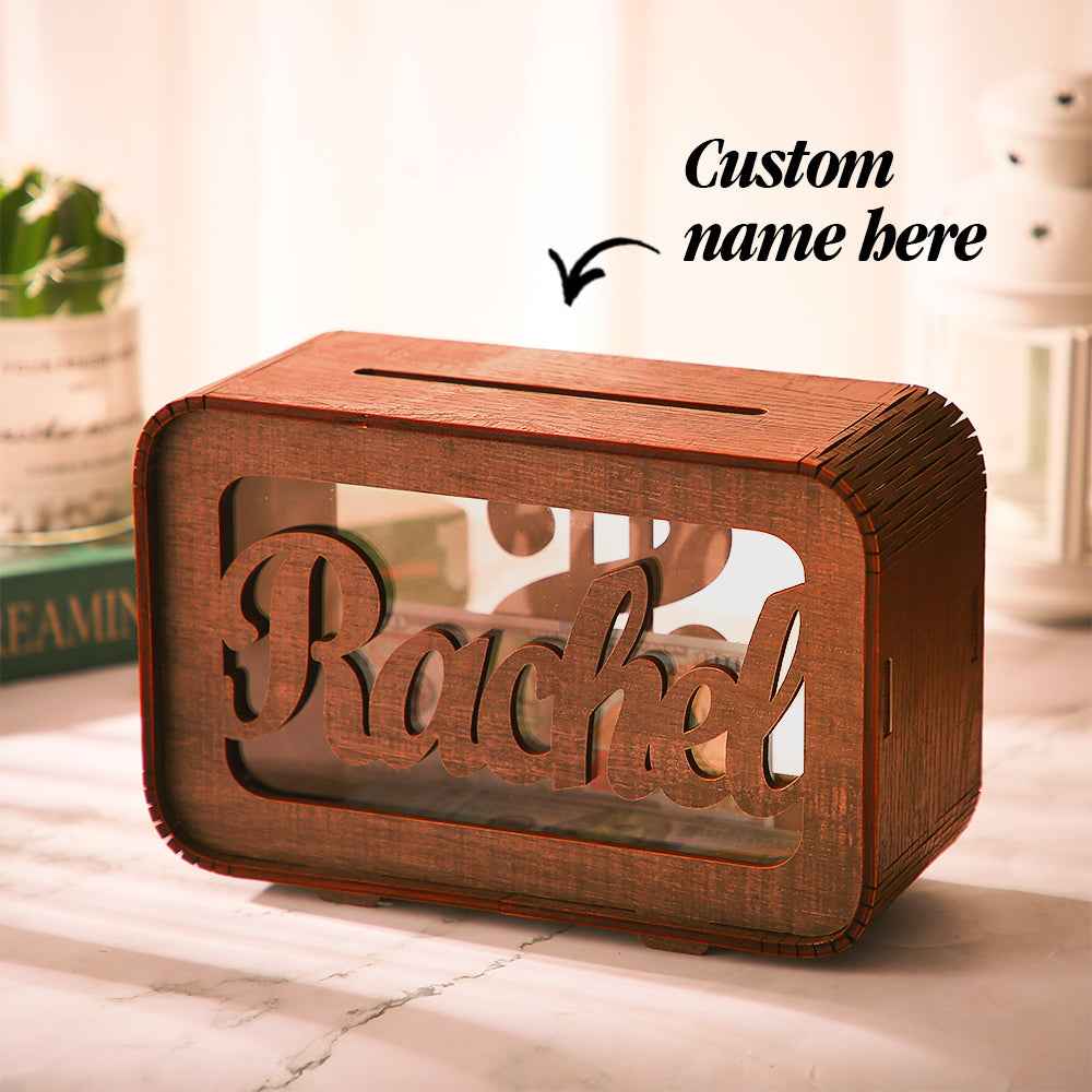 Personalized Name Money Bank Wood Piggy Banks