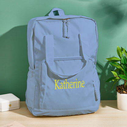 Interior view of personalised name backpack revealing spacious main compartment and organised pockets — perfect everyday custom travel bag for school or trips