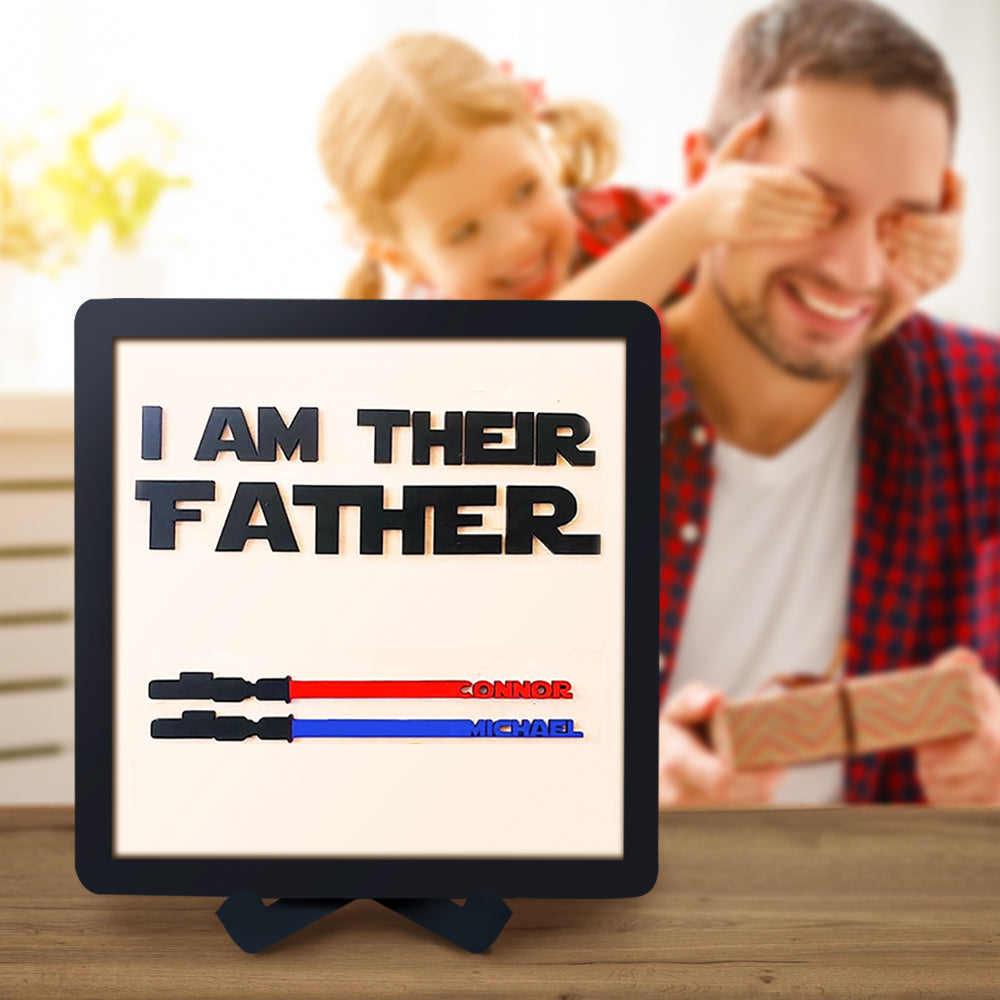 Custom Name Lightsaber Sign - Personalised Father's Day Gift with Wooden Plaque