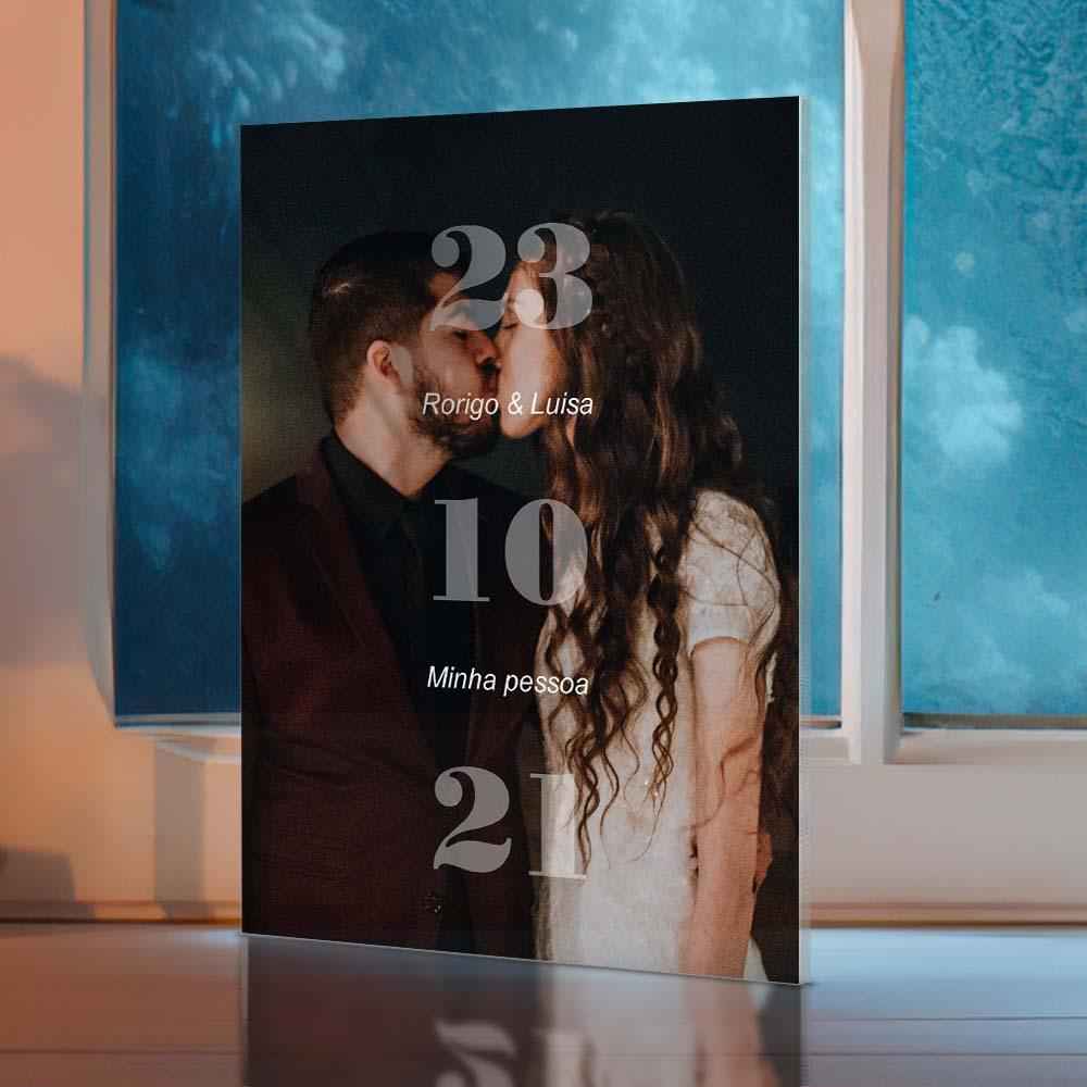 Anniversary Gift Custom Photo Glass Plaque Unique Engraved Date Plaque Gift