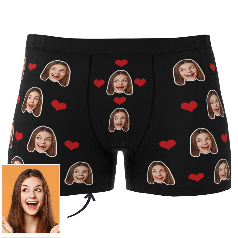 Custom Photo Heart Boxer Briefs | Personalised Men's Underwear