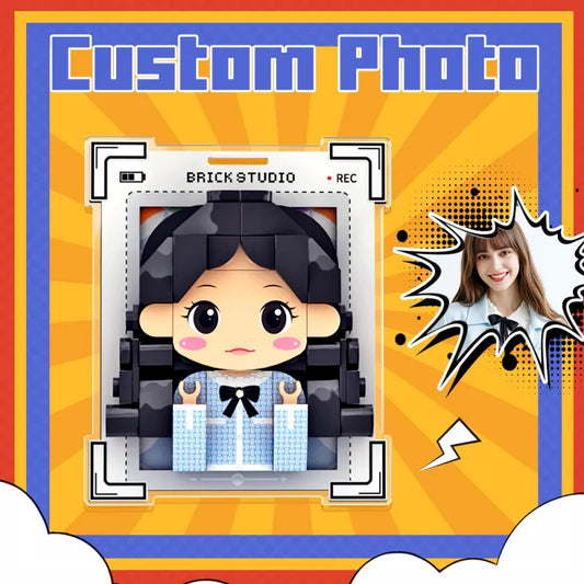 Personalised white brick figure fridge magnet with custom photo sticker – DIY couple gift for girlfriend or boyfriend