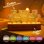 Personalised Couple Puzzle Night Light - Custom Name & Birth Flower LED Gift