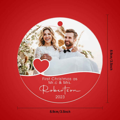 Personalized First Christmas Ornament with Photo Christmas Ornament Gift for Couples