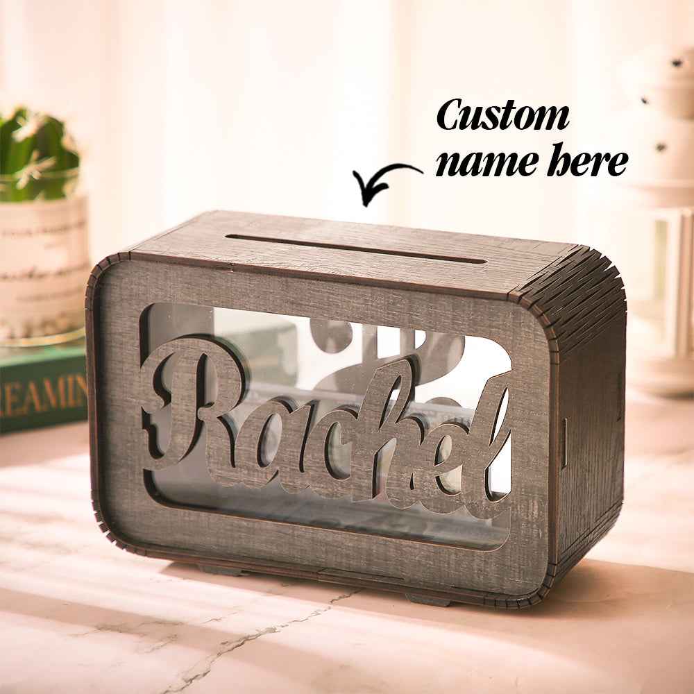 Personalized Name Money Bank Wood Piggy Banks