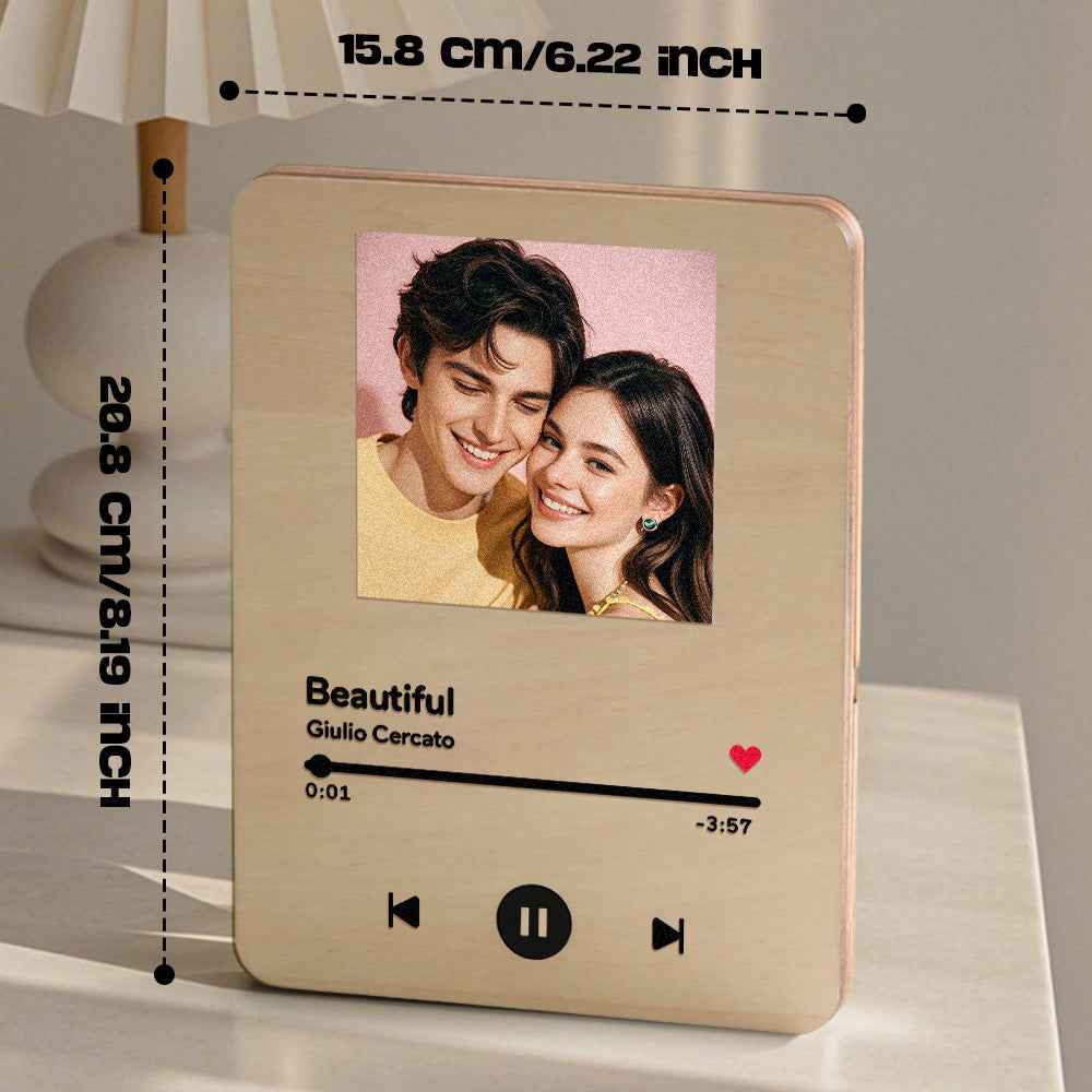 Wooden Music Record Player with Photo Wedding Anniversary Gifts